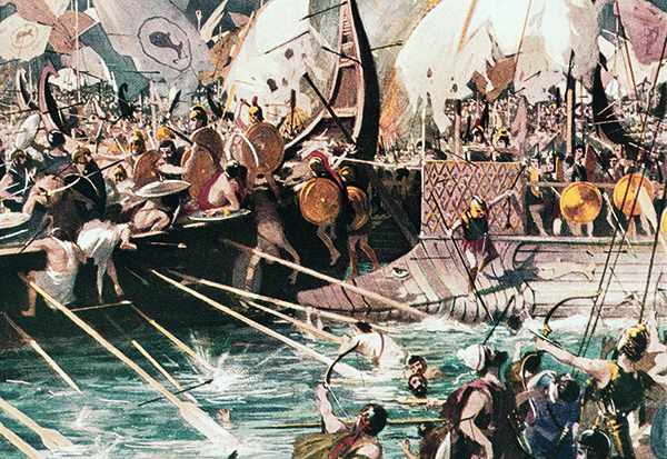 Salamis, Greece: Greek Sea Battle. Battle of Salamis, 480 B. C.
