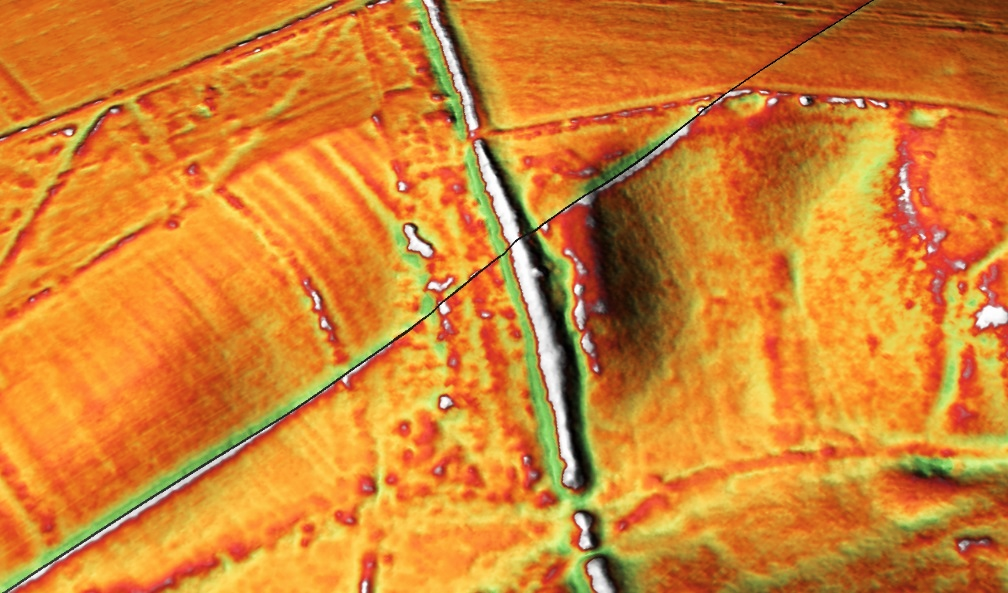 Figure 43 - Section A01 LiDAR showing ditch on BOTH sides - Offa's Dyke (Survey)