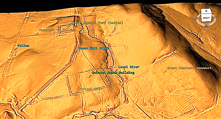 Figure 106 - The Roman Wall is connected to a local river and a paleochannel (was still running in Roman times?)