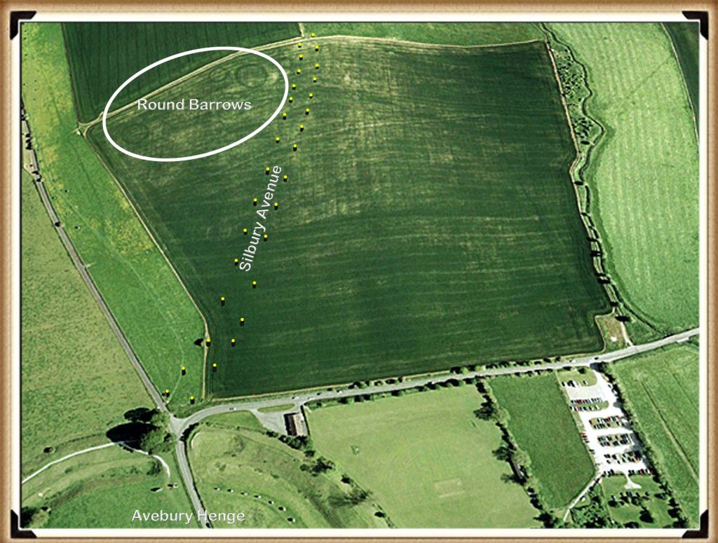 Figure 76- Waden Hill showing the pathway stones and the Round Barrows at the Apex to the left only - Silbury Hill Lighthouse