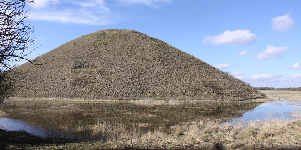 Silbury Hill still showing the past water levels in winter