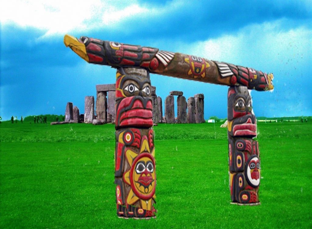 Seriously?? They are made from 1m wide 150ft trees and were sporadically replaced over a period of 1,000 years - Q & R Dolman holes and Bluestones -The Stonehenge Hoax - Totem Poles