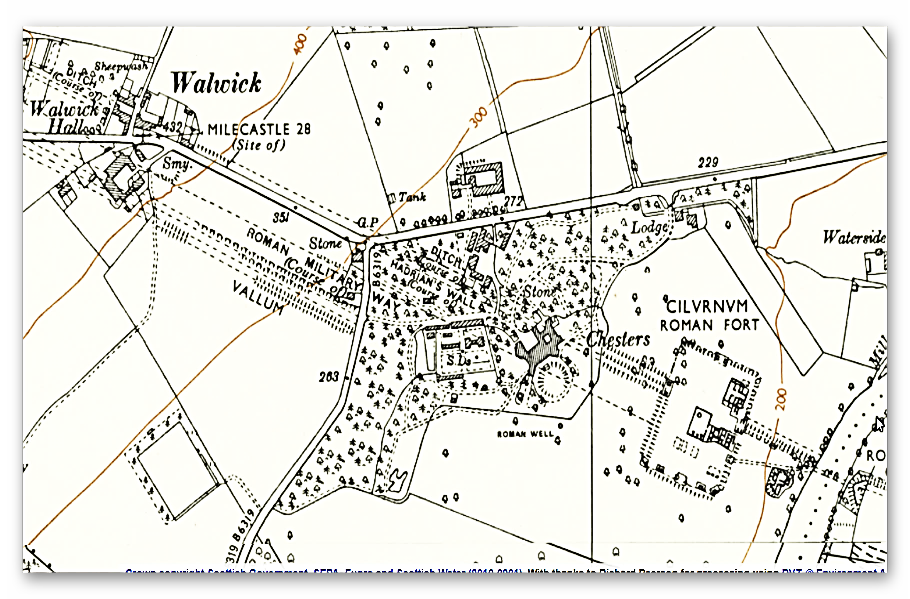 Figure 99 - Military Way, west of the fort on OS Maps