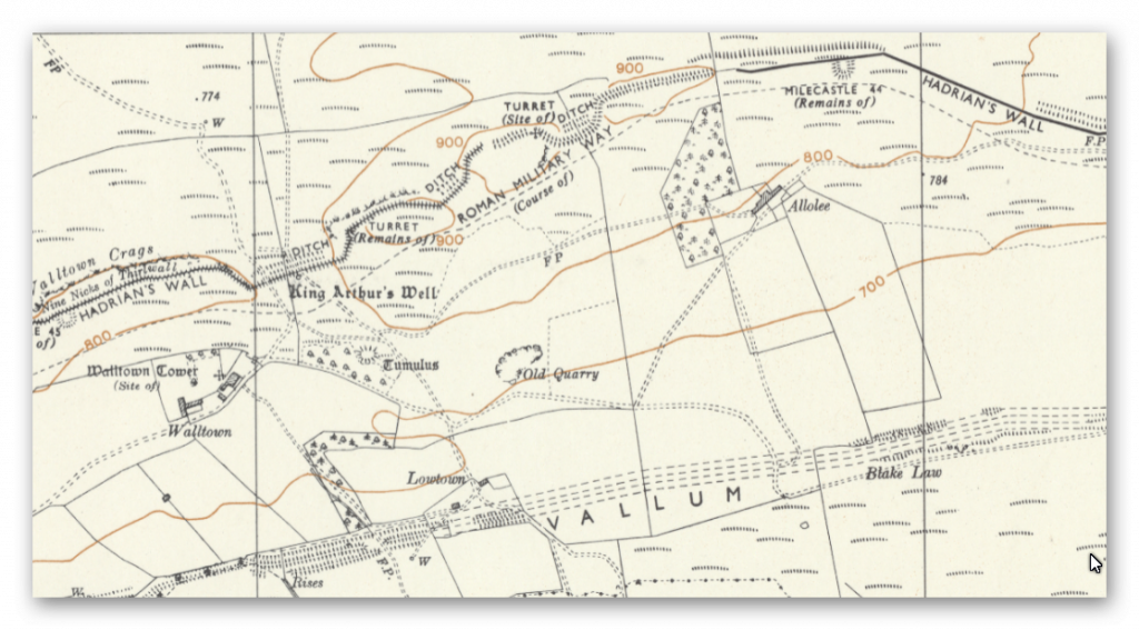 Roman Military Way clearly shown on OS maps